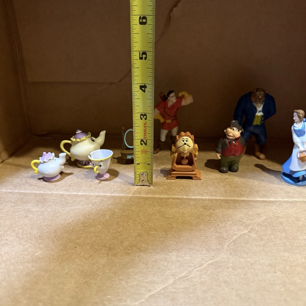 Disney Beauty & The Beast PVC Figures Lot Potts Chip Lumiere Gaston Cake Toppers - Picture 5 of 5